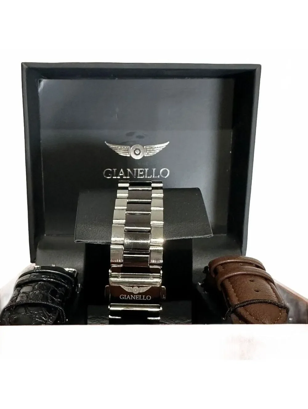NEW Gianello Men's Wristwatch Interchangeable Strap Set Italian Design Watch BL